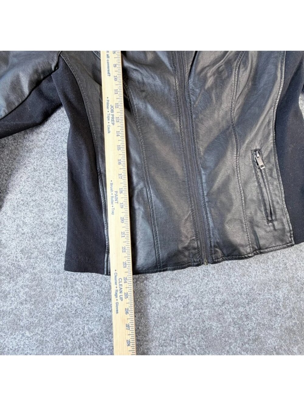 Maurices Faux Leather Full-Zip Moto Jacket Womens L Black Rib Knit Side Panels - Picture 15 of 16